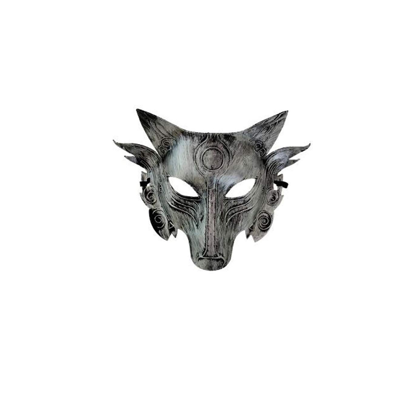 Photo 1 of AYGYIYH Halloween mask animal wolf head mask masquerade mask (Silver)-1Pieces