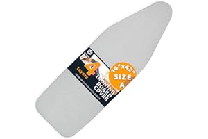 SAVUK 14x42 inch Ironing Board Cover and Pad, Adjustable Elastic Edge Fit, Extra Thick Padding, Heat Reflective, Easy Installation (Silver, 14" X 42")