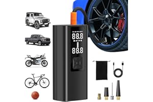 SGULNF Tire Inflator, Portable 150PSI Air Compressor, Air Pump with LED Light, Rechargeable Car Pump with Digital Pressure Gauge for Cars, Motorcycle & Bike Tires, Balls