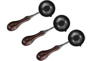 Crovakeu 3pcs Non-Stick Wax Seal Spoon with Wooden Handle for Melting Wax, Sealing Wedding Invitations Envelopes, Letters, DI