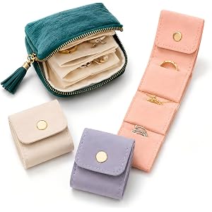 Jewelry Zippered Pocket Case，Green | 4Pcs Jewelry Organizer Set Keeps Rings Earrings Necklaces Cards And Small Essentials Sor