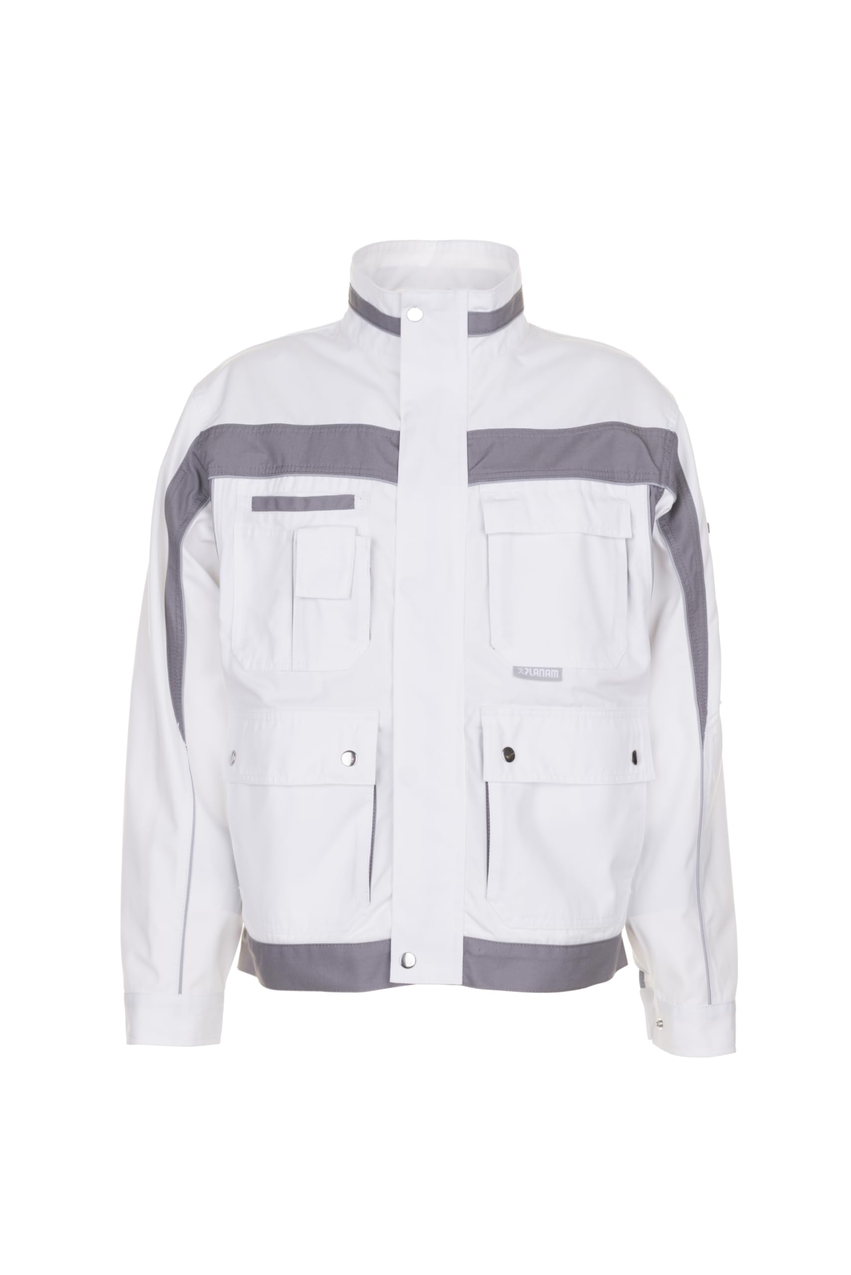 Planam 2503048 Size 48 "Plaline" Waisted Jacket - Pure White/Zinc