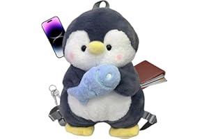 Plush Penguin Bag - Polyester Stuffed Animal Backpack Adjustable Shoulder Straps Penguin Backpacks School Cartoon Tote Bag Fo