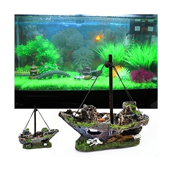 ROSENICE Pirata nave barca a vela affondata Corsair nave naufragio per pesci d'acquario serbatoio Decoration ROSENICE ROSENICE Pirata nave barca a vela affondata Corsair nave naufragio per pesci d'acquario serbatoio Decoration