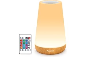 Auxmir LED Night Light Bedside Lamp Touch and Remote Control Dimmable Tabletop 13 RGB Colors Changing 5 Brightness Adjustable Rechargeable Portable Lamp for Baby Kids Nursery Bedroom Bathroom Camping