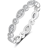 IMOLOE Lab Grown Diamond Wedding Bands for Women, 0.32 Carat Evil Eye Stackable Ring Trendy Eternity Rings in 18K White Gold Plated Sterling Silver Size 7.5 – Shine Bright, Spend Light