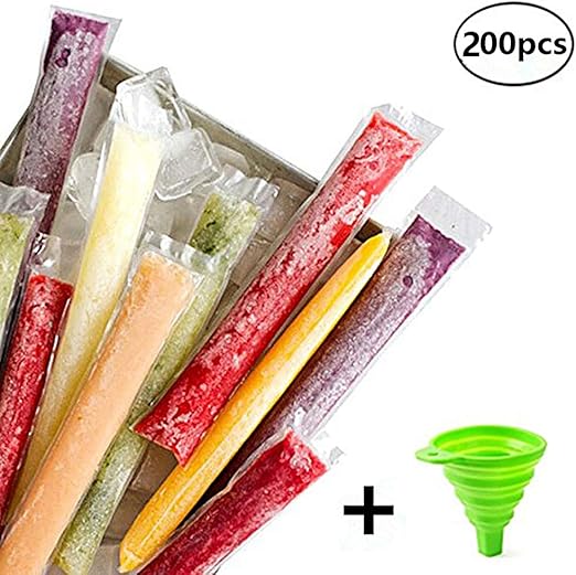 200 PCS Disposable Ice Pop Molds, Food Grade Popsicle Maker