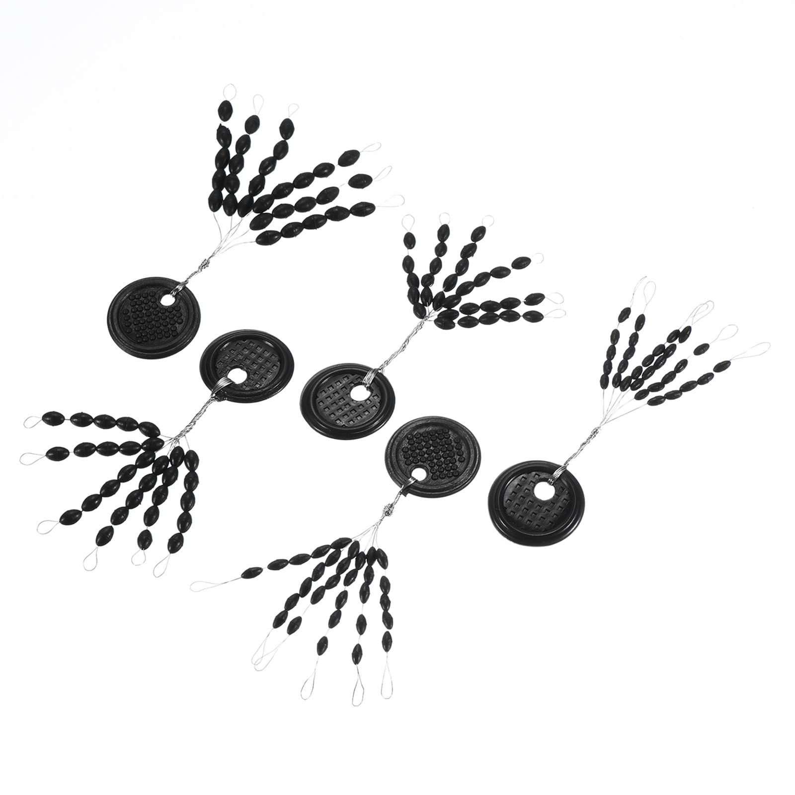 PATIKIL Fishing Rubber Bobber Beads Stoppers, 1 Set/450 Pieces 30 in 1 Float Sinker Stops Oval Shape 5 Sizes for Fishing Line, Black