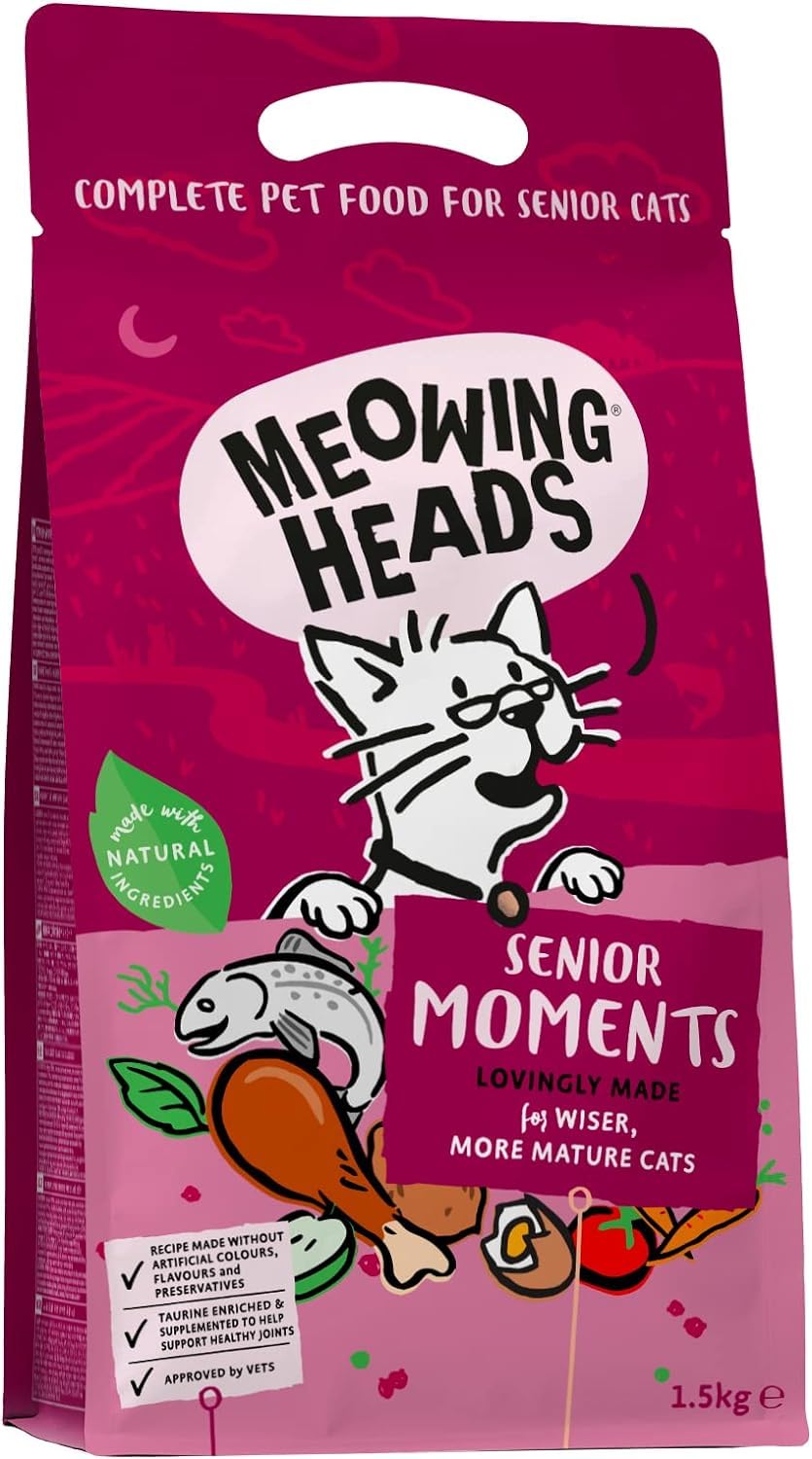 Meowing Heads Complete Dry Cat Food 1.5kg - Senior Moments - Vet Approved