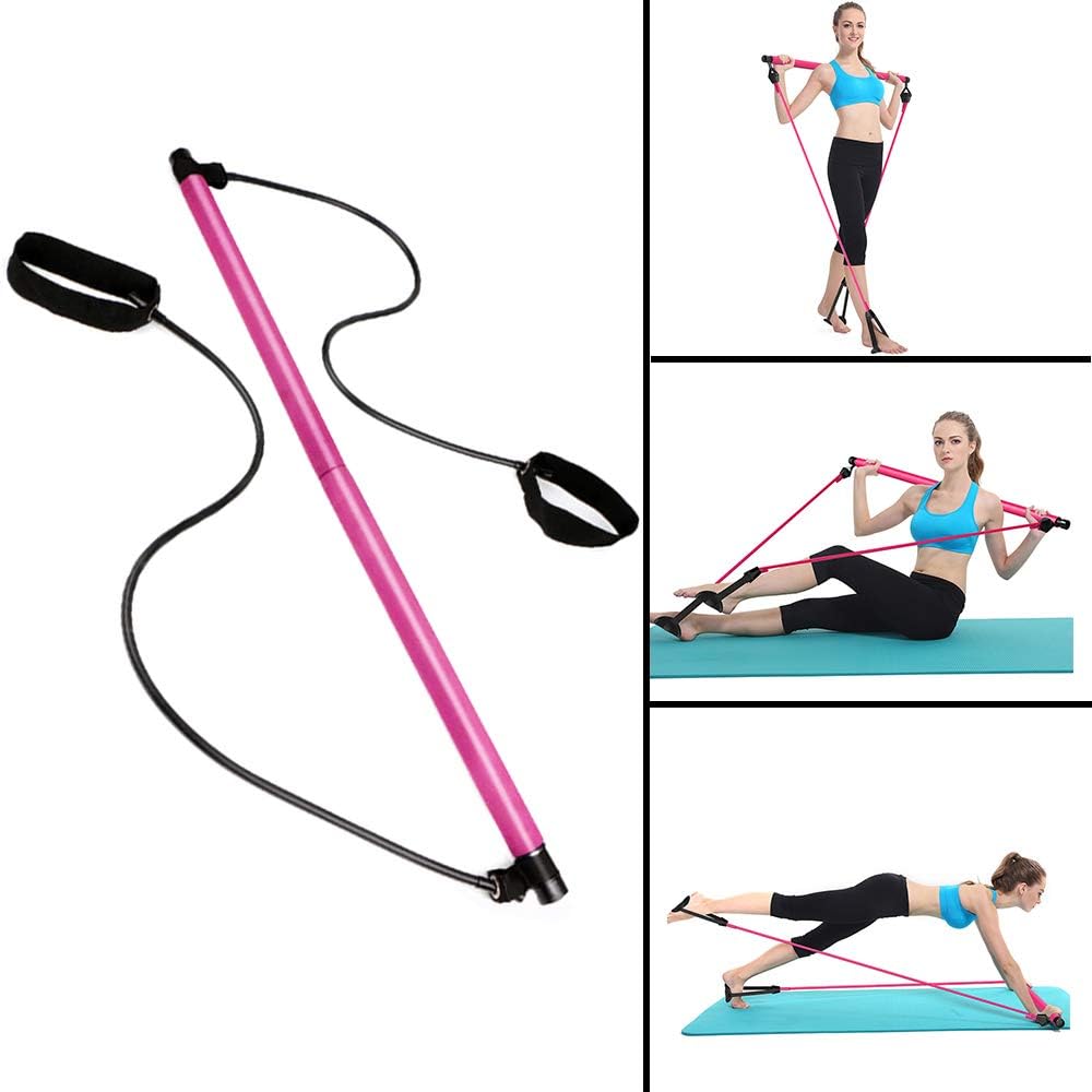 Portable Pilates Bar Kit with Resistance Band, Long Resistance Band Bar