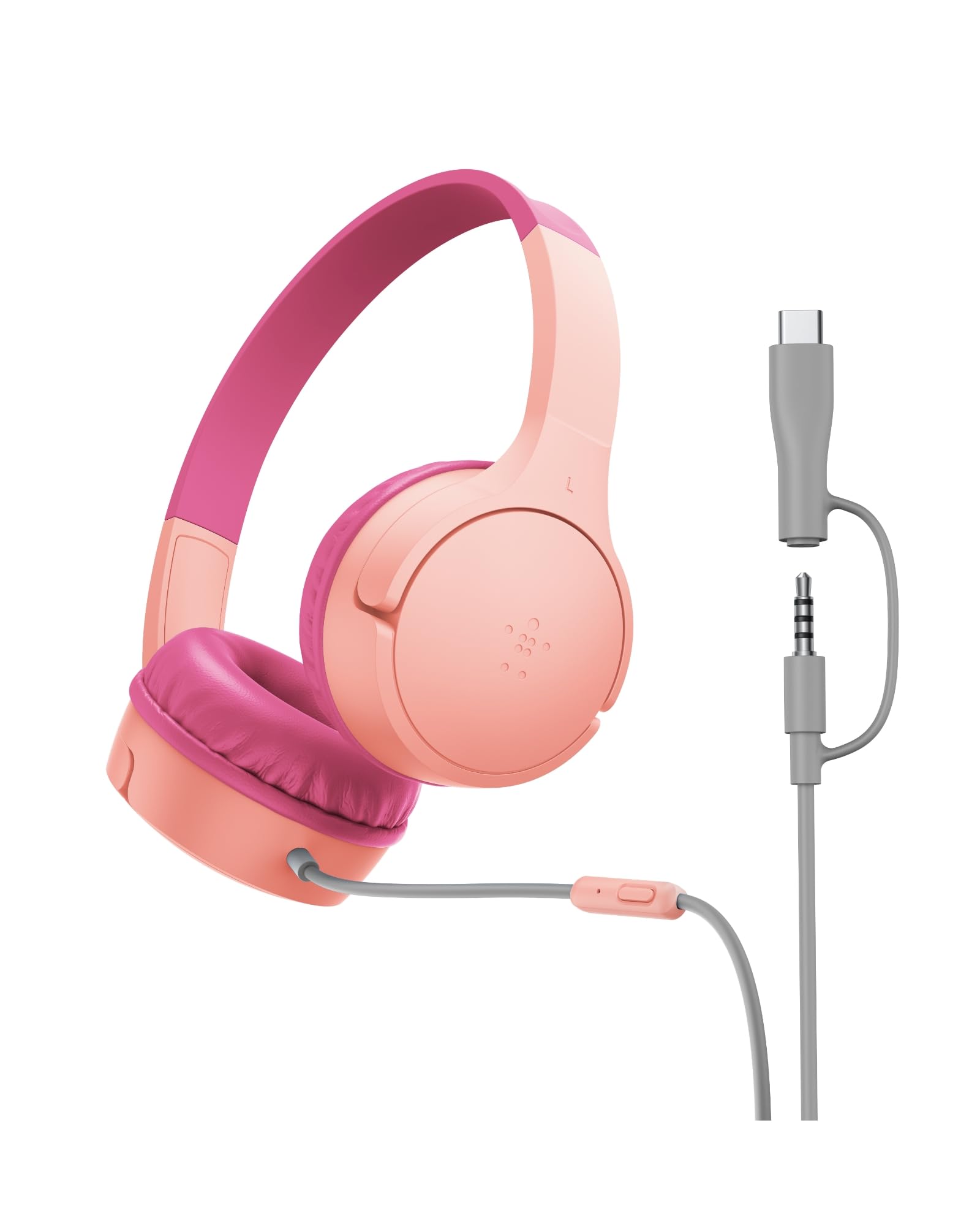 Belkin SoundForm Mini Wired Kids Headphones, On Ear, USB C to 3.5mm Adapter