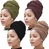 Nonbongoy Head Wraps for Black Women Stretch Headwraps Large Hair Wraps Hijab Scarves for Muslim Head Scarf Turban Headbands