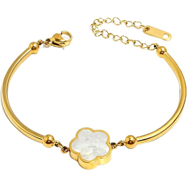 JIEMUCHU Four Leaf Clover Jewelry Set - Gold Plated Stainless Steel Necklace, Bracelet & Stud Earrings For Women - View #3