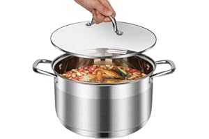LEUGWAKN Stainless Steel Stock pot-10 Quart Pot-stockpot with Glass lid-Soup Pot-Induction Pot-Cookware Pot-Cooking Pot