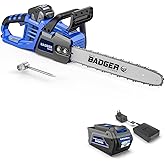 WILD BADGER POWER Electric Chainsaw Cordless 40V 16" Brushless, 4.0 Ah Battery and Charger, Smart Cut technology, Efficient cutting, Safe and Reliable, Great for Tree Felling, Storm Clean-Up, Pruning