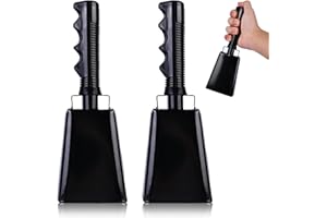 ZUOLUN Cow Bells with Handles, 2 Pcs Cow Bells Noise Makers, Cow Bell Noise Maker, Cowbells for Sporting Events, Football Cowbell for Cheers, Sports Games, Weddings, Farm, Football Games (Black)