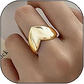 Frodete Heart Ring Chunky Heart Ring for Women Adjustable Thick Heart Ring Gold Chunky Ring Valentines Day Gifts for Her