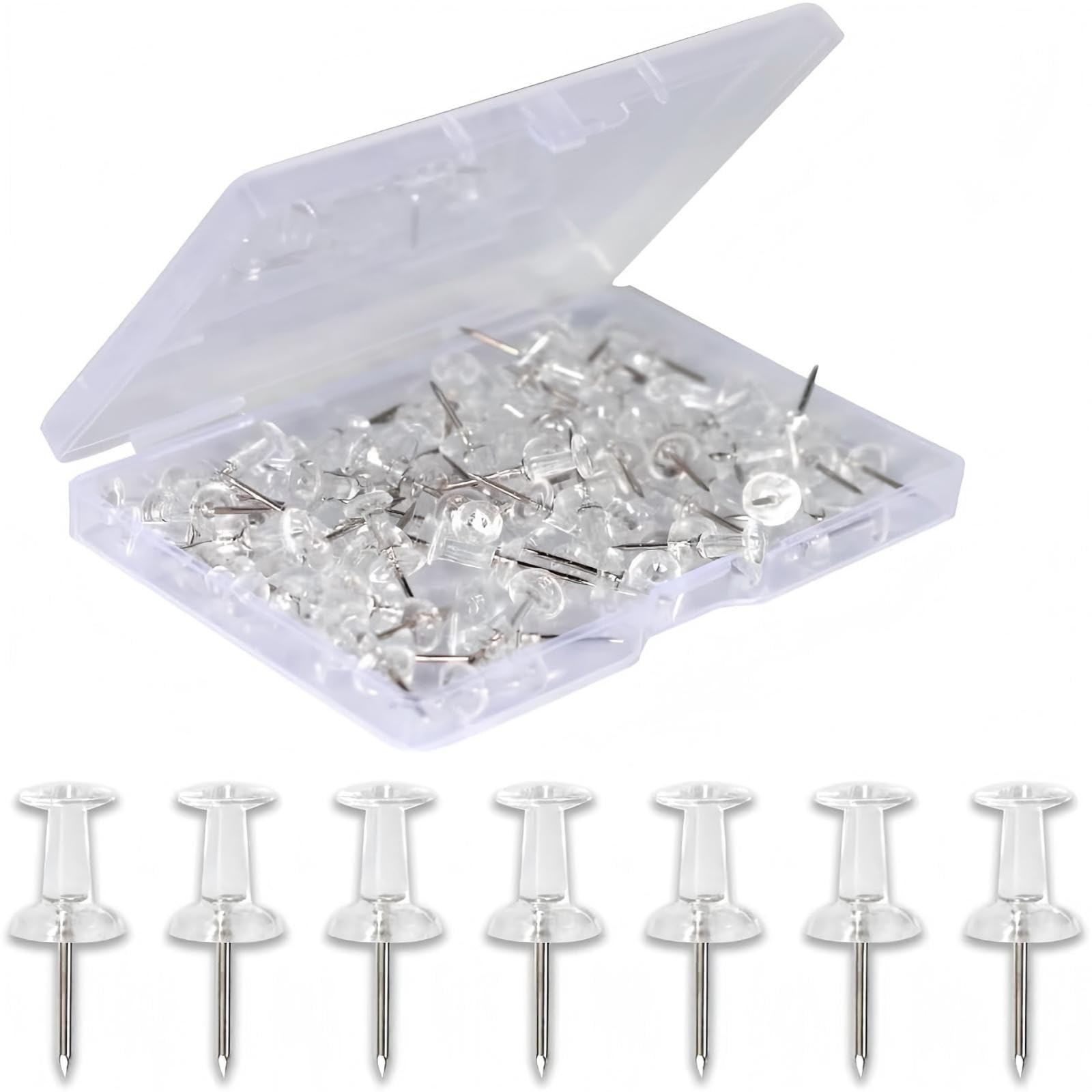 Photo 1 of 120-Pack Push Pins for Bulletin Board, Thumb Tacks with Clear Plastic Tip and Steel Tip, Portable and Durable Wall Tacks Suitable for Cork Board, Office and Daily Life