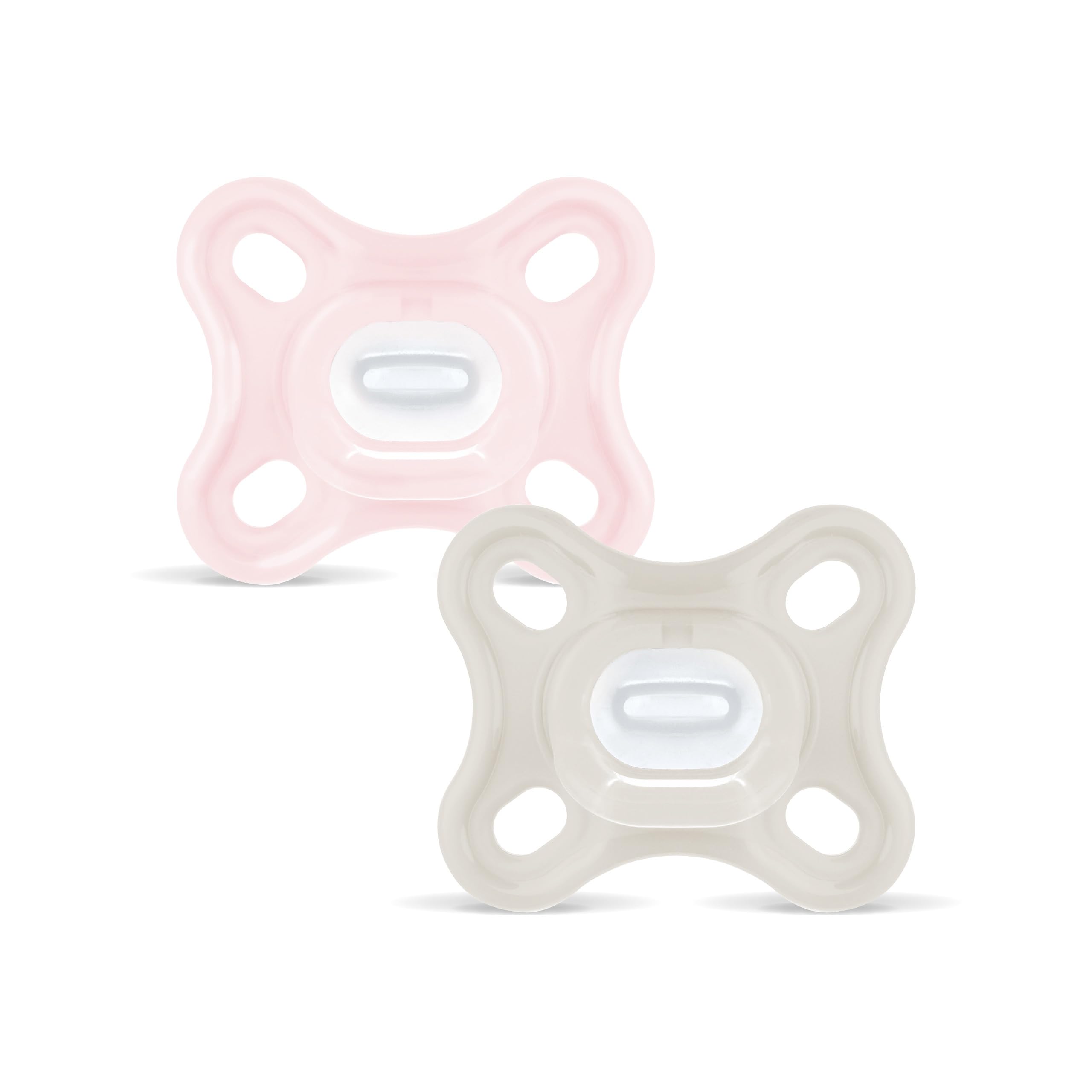 MAM Comfort S191 Dummy - Lightweight Skinsoft™ Silicone Dummy for Babies from 0 to 2 Months and Tips in Pink, Pack of 2, with Self-Sterilising Box