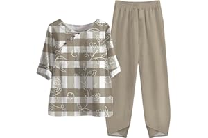 LITETAO Two Piece Outfits for Women 2024 Women's Casual Linen Button Shirt High Waist Loose Curvy Straight Leg Pant