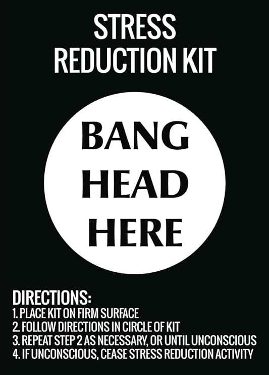 Amazon Stress Reduction Kit Bang Head Here Wall Hanging Print 