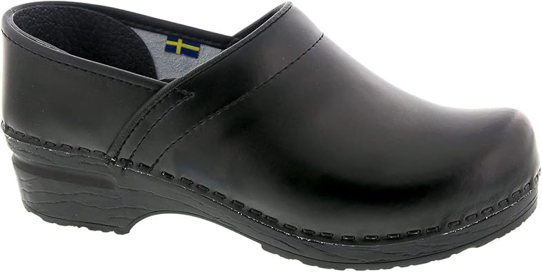 mens black leather clogs