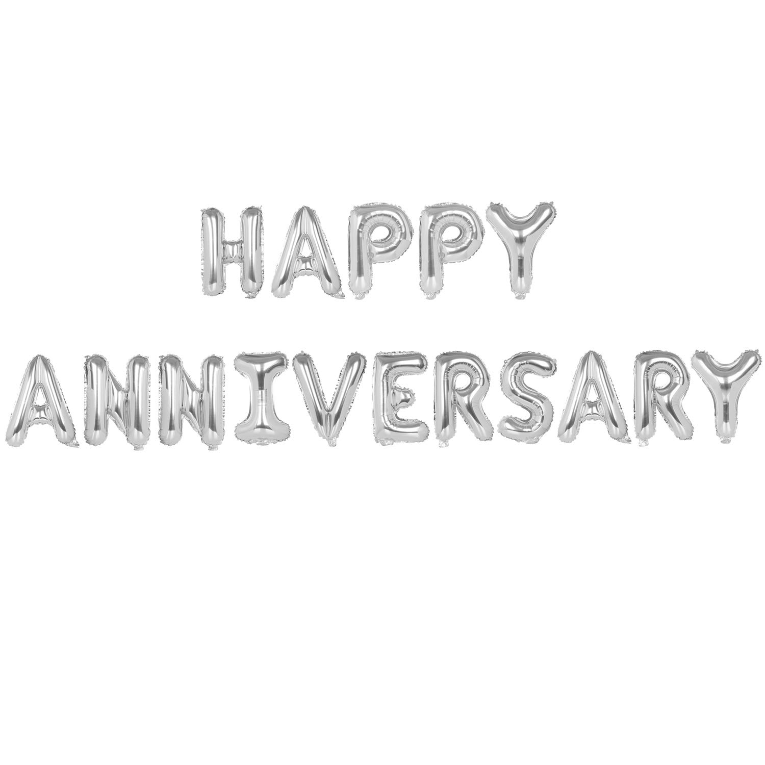 TRIXES Happy Anniversary Balloons – Silver Foil Letters - 16 Inch Large Size – Perfect Party Decoration Supplies for Family Milestone Celebrations and Events