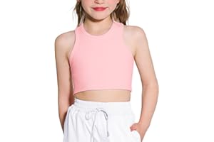 Hvididan Girls Sports Bra Athletic Training Tank Tops Seamless Sleeveless Racerback Crop Tops for Kids Teens 5-12Y