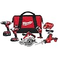 Milwaukee M18 18-Volt Lithium-Ion Cordless 5-Tool Combo Kit, 2 Batteries, Charger, Carrying Case
