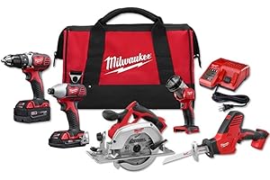 Milwaukee M18 18-Volt Lithium-Ion Cordless 5-Tool Combo Kit, 2 Batteries, Charger, Carrying Case