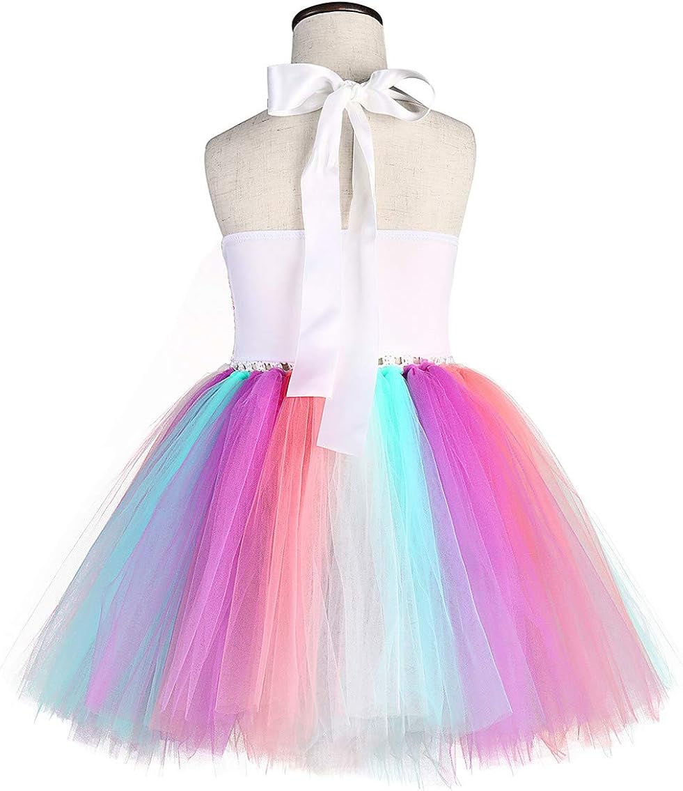 Tutu Dreams Sequin Unicorn Dress for Girls 1-10Y with Headband Birthday Easter Tea Party Gifts Spring Dance Dresses: Clothing