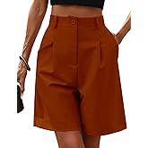 Neecan Women's Casual Bermuda Shorts Elastic Waist Wide Leg Knee Length Summer Shorts with Pockets