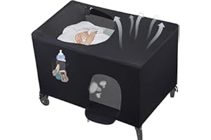 Crib Blackout Cover for Pack N Play, Jonnick Sleep Pod for Crib Canopy Cover for Pack and Play, Breathable Blackout Tent, Por