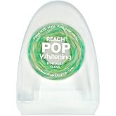 REACH POP Whitening Dental Floss, Mint, Baking Soda Infused, Teeth Whitening, Plaque Remover for Teeth, Shred Resistant, Vegan Wax, Cruelty Free, Oral Care, PFAS Free, 1 Pack, 55 yd