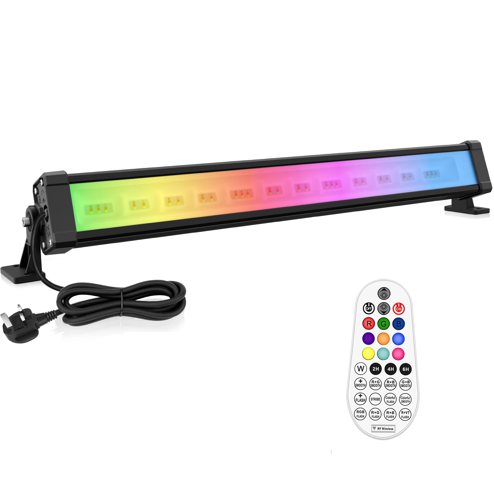 MEIKEE 42W RGB FloodLlight with Remote Control 360° Wall Washer Floodlight 12 Colors 2 Modes Timer 6 Brightness Memory Function LED Spotlight RGB Bar for Party Disco Celebrations Stage Houses