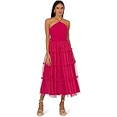 Adrianna Papell Womens Knit and Mesh Halter Dress