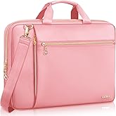 Lausiax Laptop Case Bag Women Men Computer Sleeve Compatible with MacBook/Dell/HP/Acer/ASUS/LG, Waterproof Shoulder Carrying Briefcase, Pink, 17-17.3 Inch
