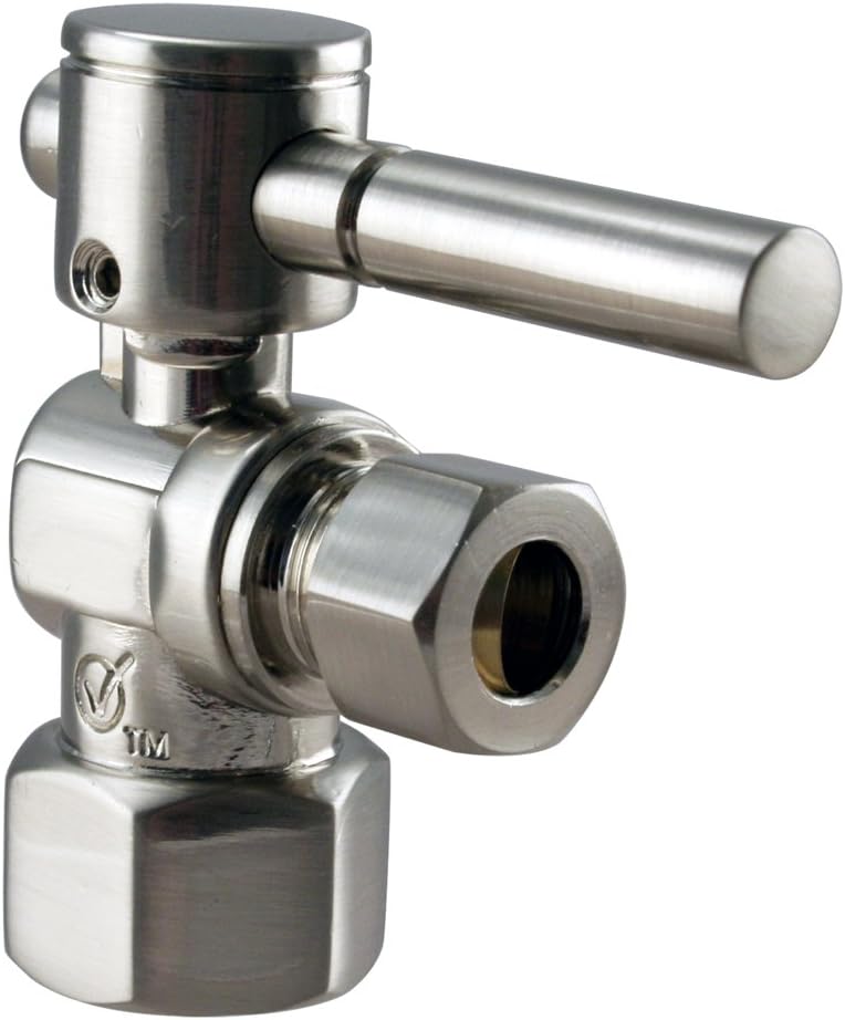 Westbrass 1/4-Turn Lever Handle Angle Stop, 1/2" IPS x 3/8" OD, Satin Nickel, D103BL-07