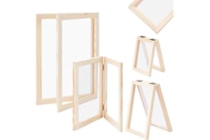 BENECREAT 4 Sizes Wooden Paper Making Frame Kit, Wooden Paper Making Mould, PaperMaking Screen, Rectangle Papermaking Frame f