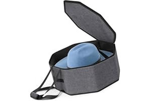 Esforzarse Cowboy Hat Storage Box, Collapsible Hat Case with Handles, Grey, 43x16.5cm/16.92x6.49in, Holds Multiple Hats, Oxfo