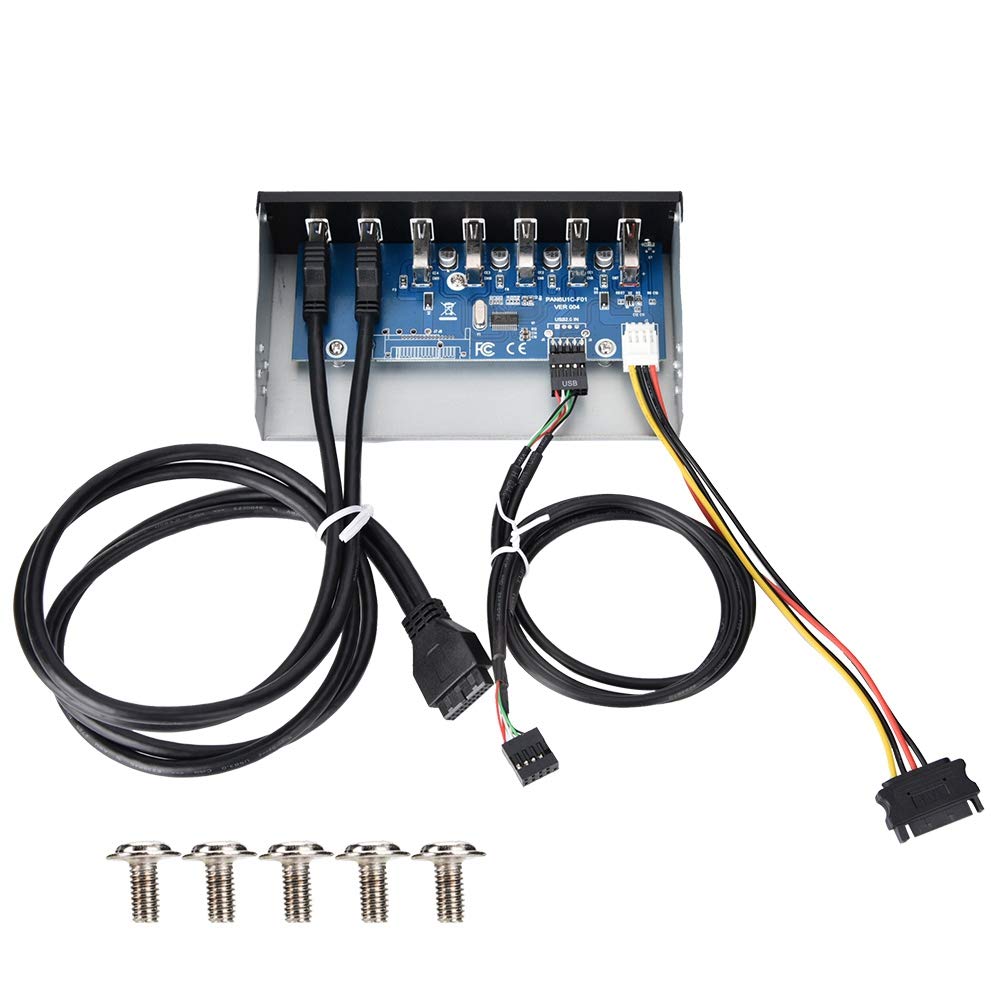 Heayzoki USB Front Panel,USB3.0 Optical Drive Front Panel 5.25 Inch 7 Port HUB 19PIN to 2 Port U3+4 Port U2 Fast Chargin,5.25 USB 3 Front Panel Support USB Hot Swap,With High Speed Transfer Rate