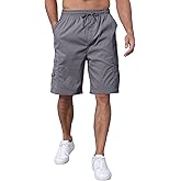 Men's Cargo Shorts Elastic Waist Outdoor Relaxed Fit Sport Shorts Jogger SweatShorts with Multi-Pocket