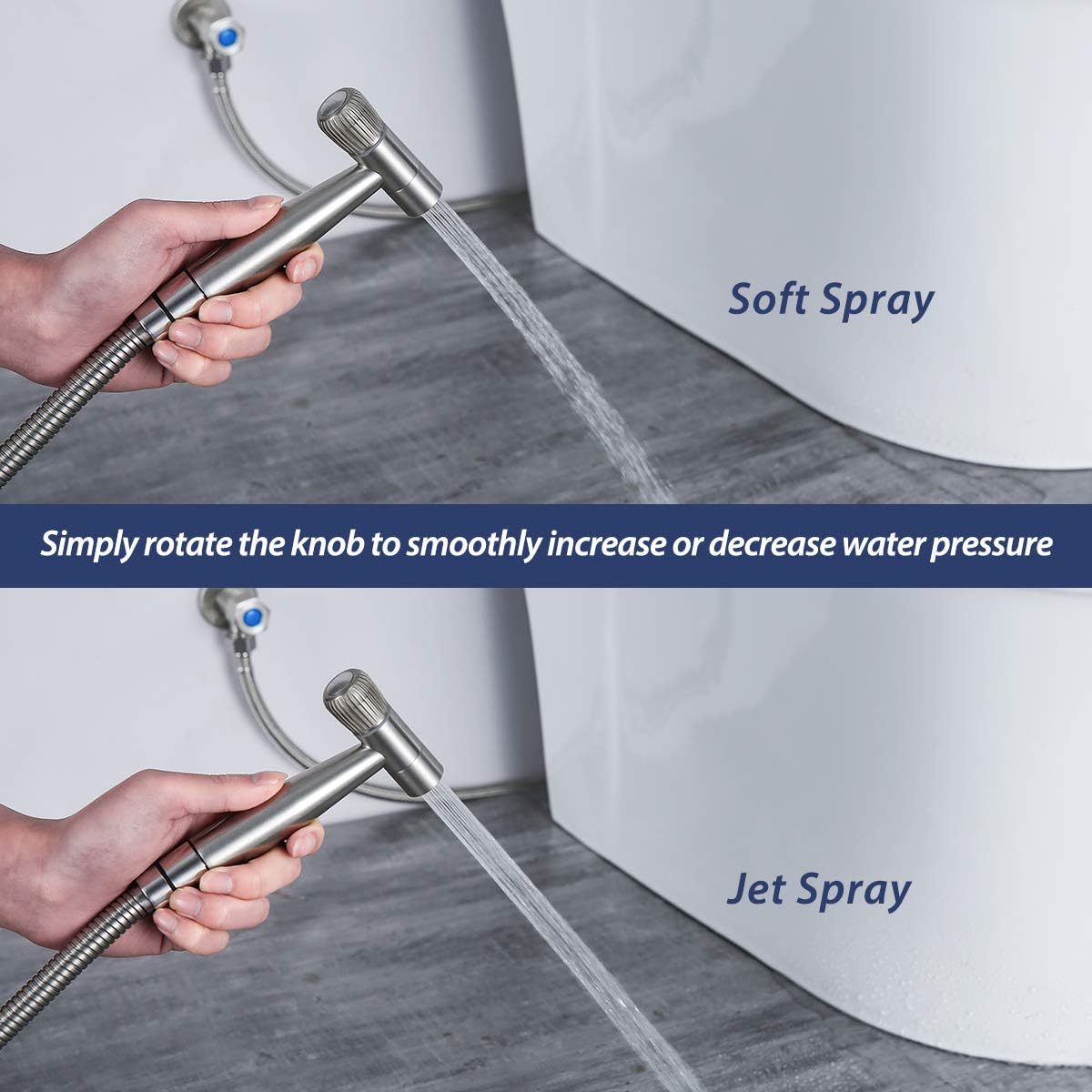 Keonjinn Handheld Bidet Sprayer for Toilet, Baby Cloth Diaper Sprayer with Superior Pressure Control Knob, Bathroom Water Bidet Sprayer Kit, Stainless Steel Bidet Toilet Attachment - - 