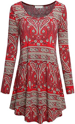 Wonlife Women's Fall Long Sleeve Ethnic Print Loose Casual Pullover Tunic Tops