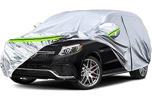 SPORTULI Waterproof Car Covers Replace for 2006-2024 Mercedes Benz ML/GLE Class 280 300 320 350, 6 Layers Silver All Weather Car Cover with Zipper Door & Windproof Bands for Snow Rain Dust Protection