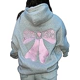 ROAONOCOMO Women Y2K Embroidered Hoodie Floral Graphic Oversized Pullover Hoodie Cute Animal Pocket Hooded Sweatshirts