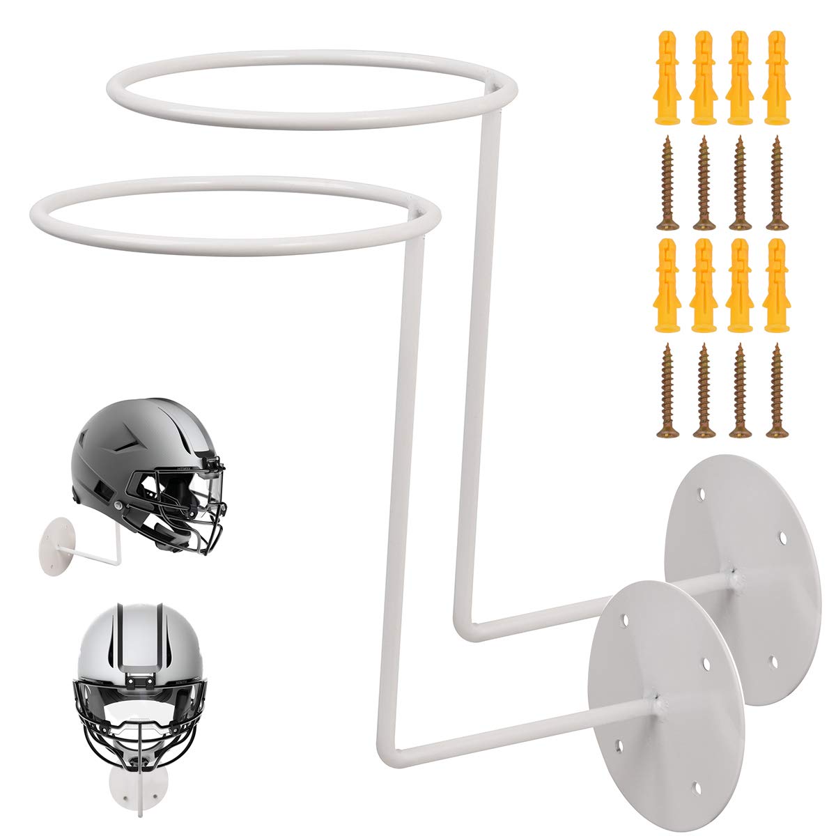 2 Pcs Auzkong Helmet Mount Stand Helmet Mount Wall Mounted - Motorcycle Helmet Jacking Hooks for Motorcycle Helmets Helmets Baseball Basketball (White)