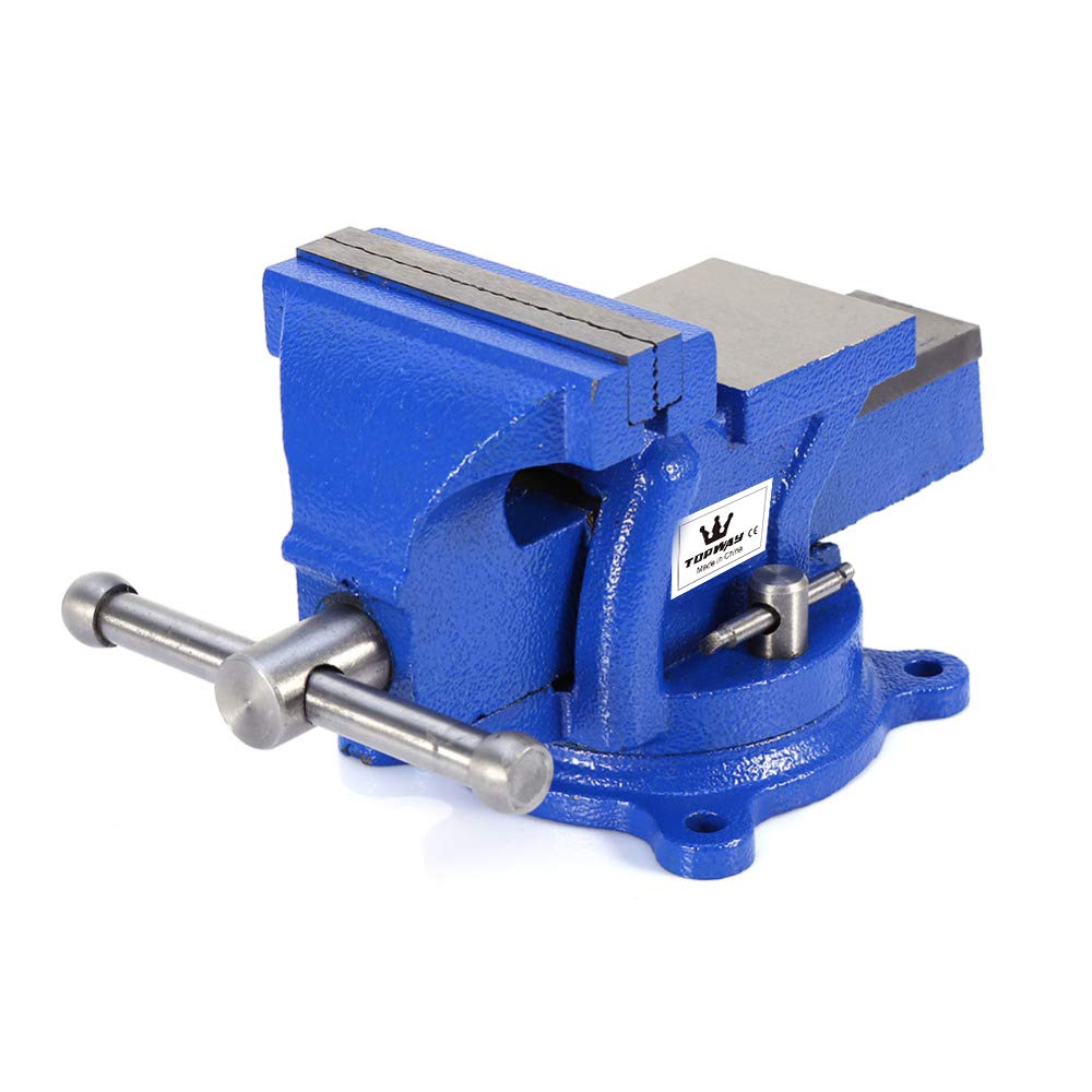 TOPWAY Bench Vice 5 Inch 125mm 5.2kg, Heavy Duty 360 Degree Swivel Roating Base Lathe Milling Machine Table Workbench Clamp for Mechanics and Engineers 403120