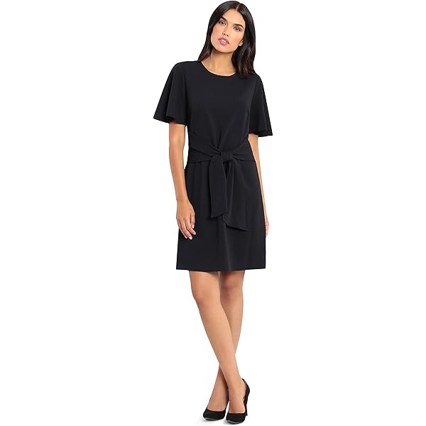 Donna Morgan Women's Dresses Boat Neck Side Waist Twist