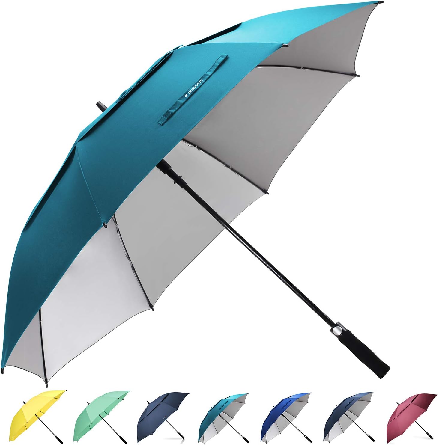 ZEKAR 54/62/68 inch Windproof Large Vented UV Protection and Classic Pongee Fabric Golf Umbrella, Double Canopy Rain Sun Oversized Stick Umbrellas Women Men